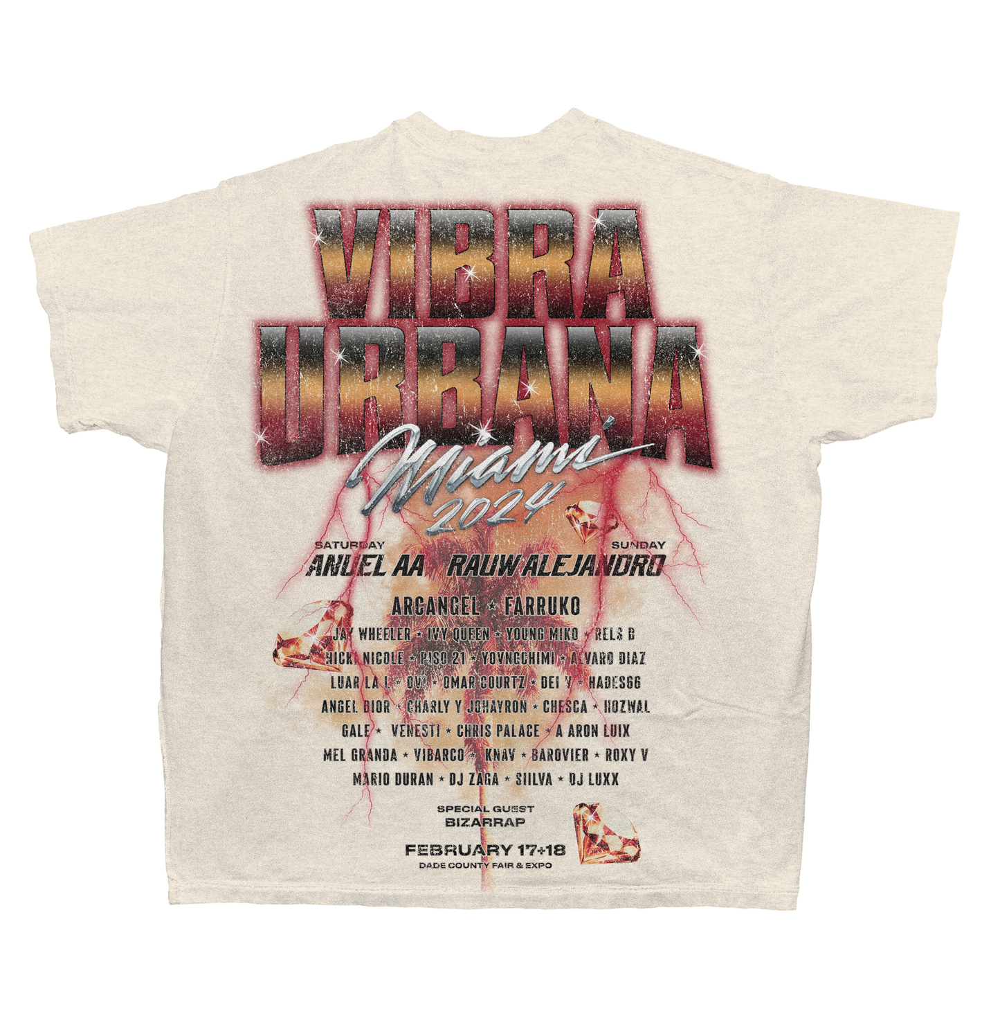 VU Miami 24 Ciudad En Llamas Cream Lineup Tee