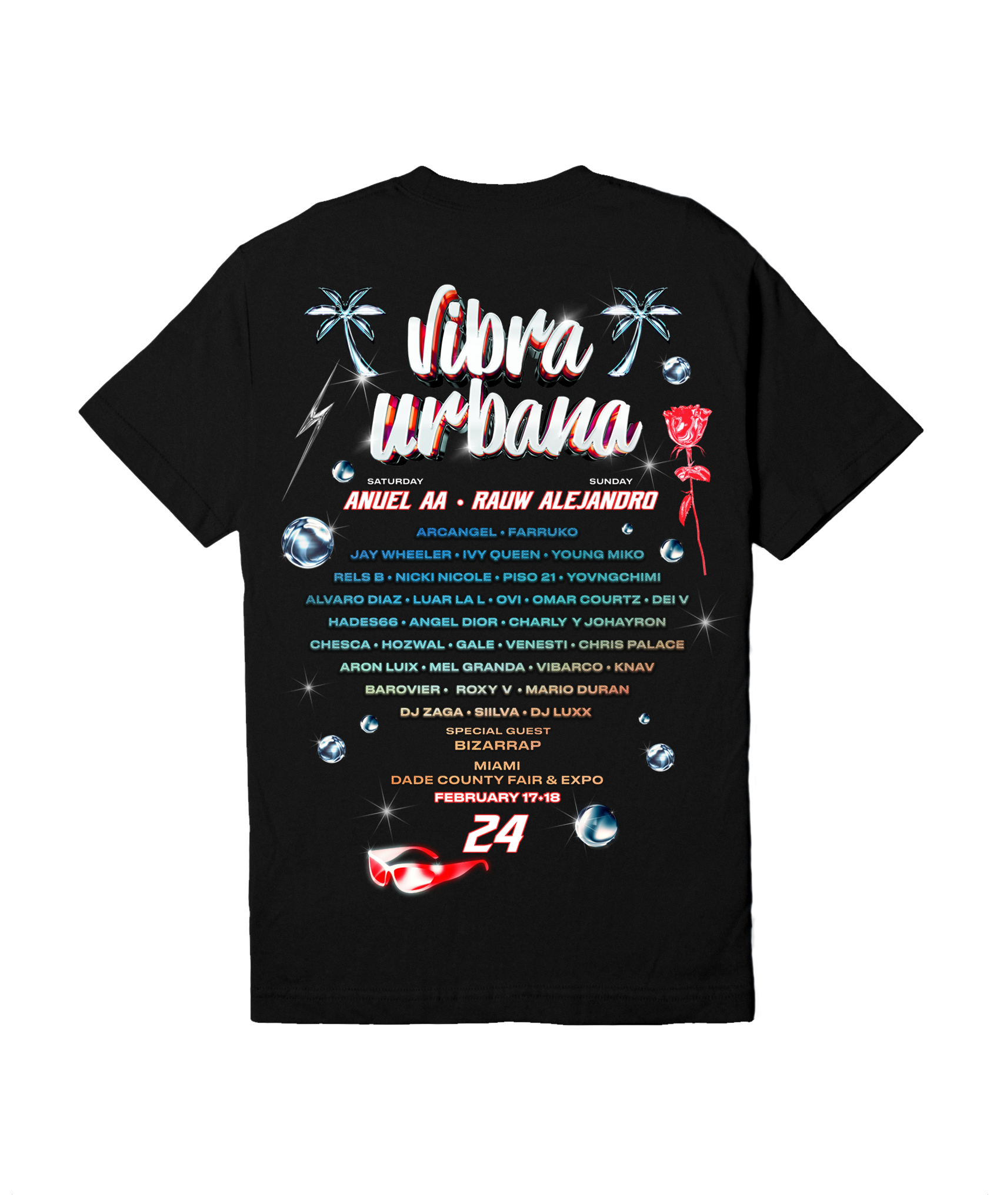 Vibra Urbana Black Lineup Tee Miami 24' – Vibra Urbana Music Festival