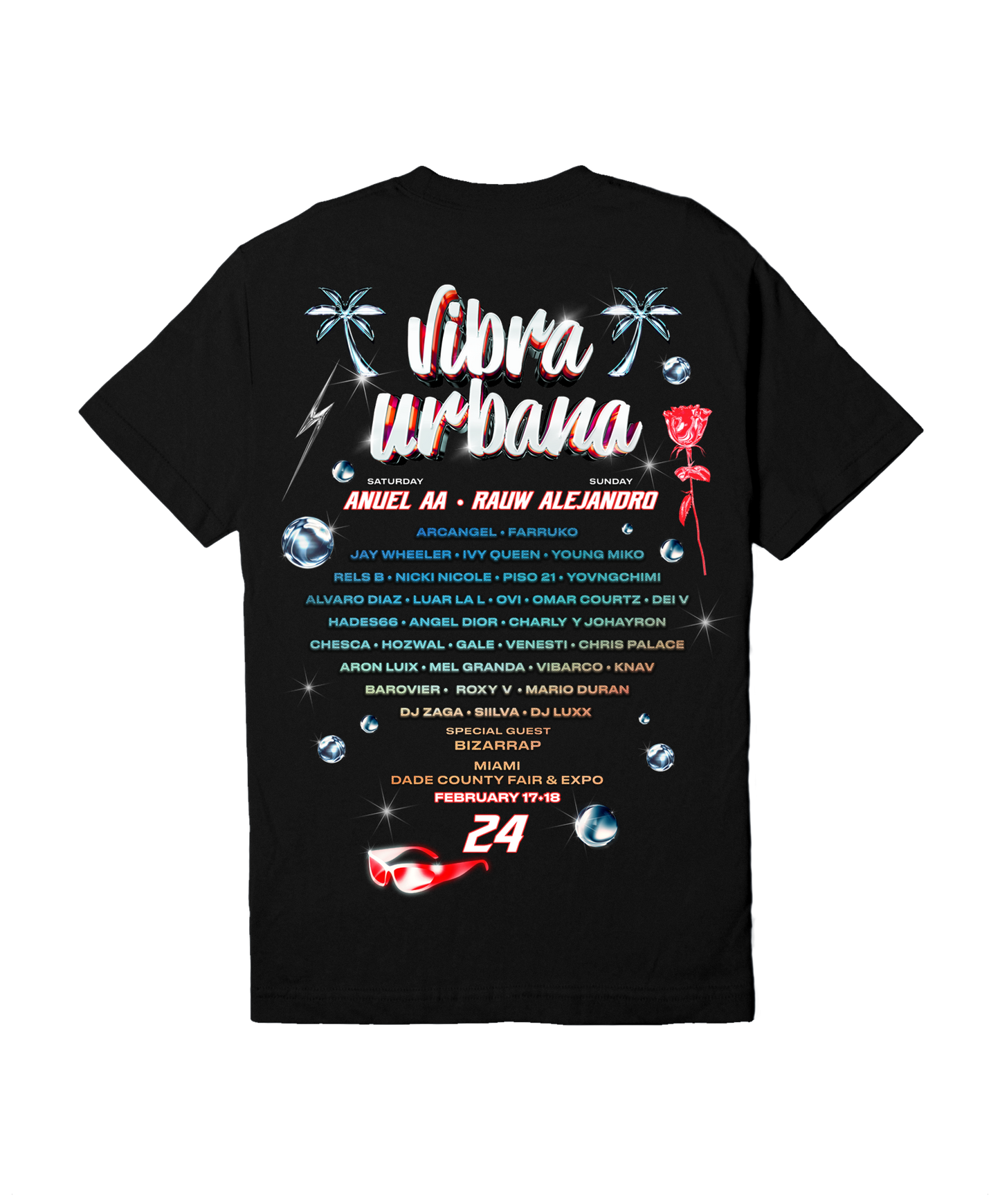 Vibra Urbana Black Lineup Tee Miami 24'